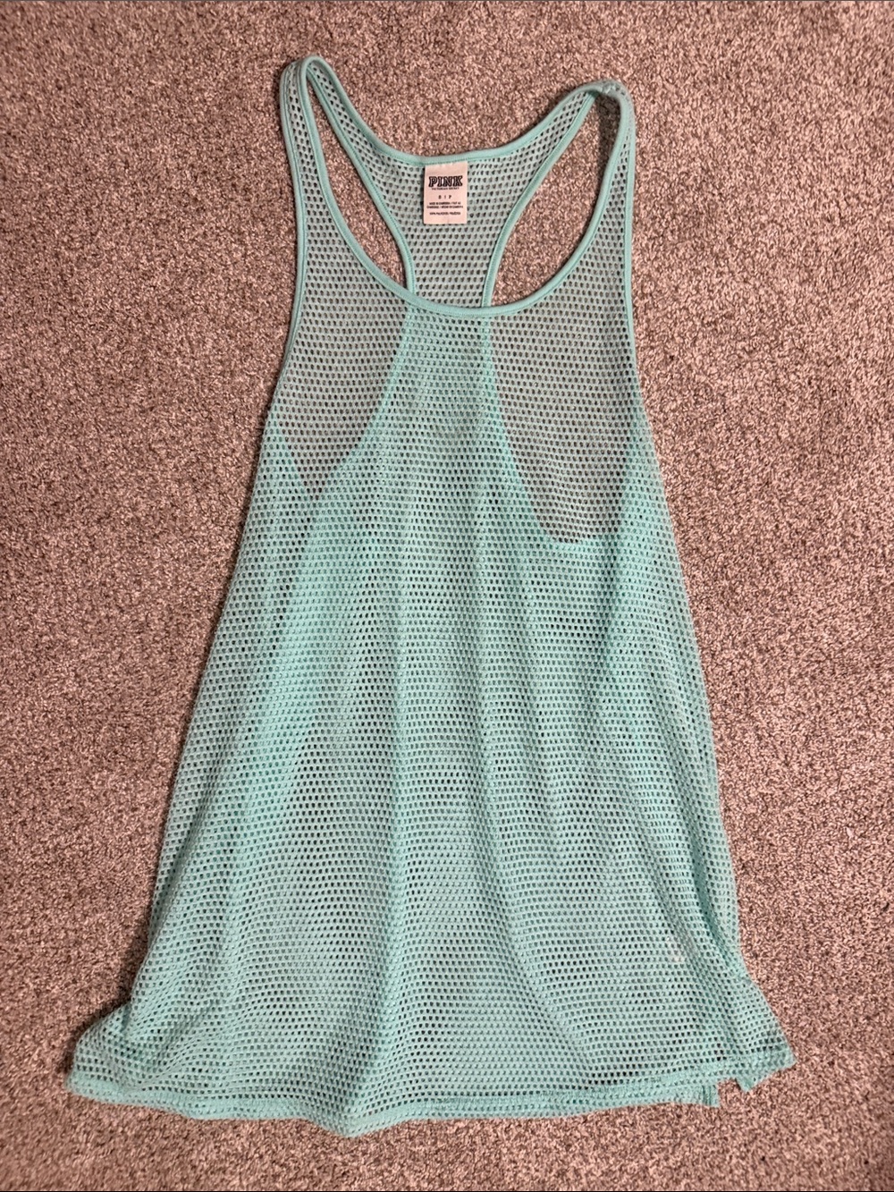 PINK Victoria's Secret Mint Mesh Racerback Tank Top